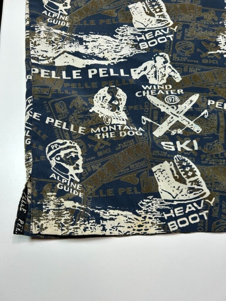 Vintage Pelle Pelle Skiing All Over Print Long Sleeve Button Up Shirt Size XL