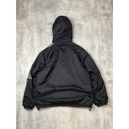 Vintage 90s Adidas Embroidered Logo Reversible Full Zip Hooded Jacket Size XL