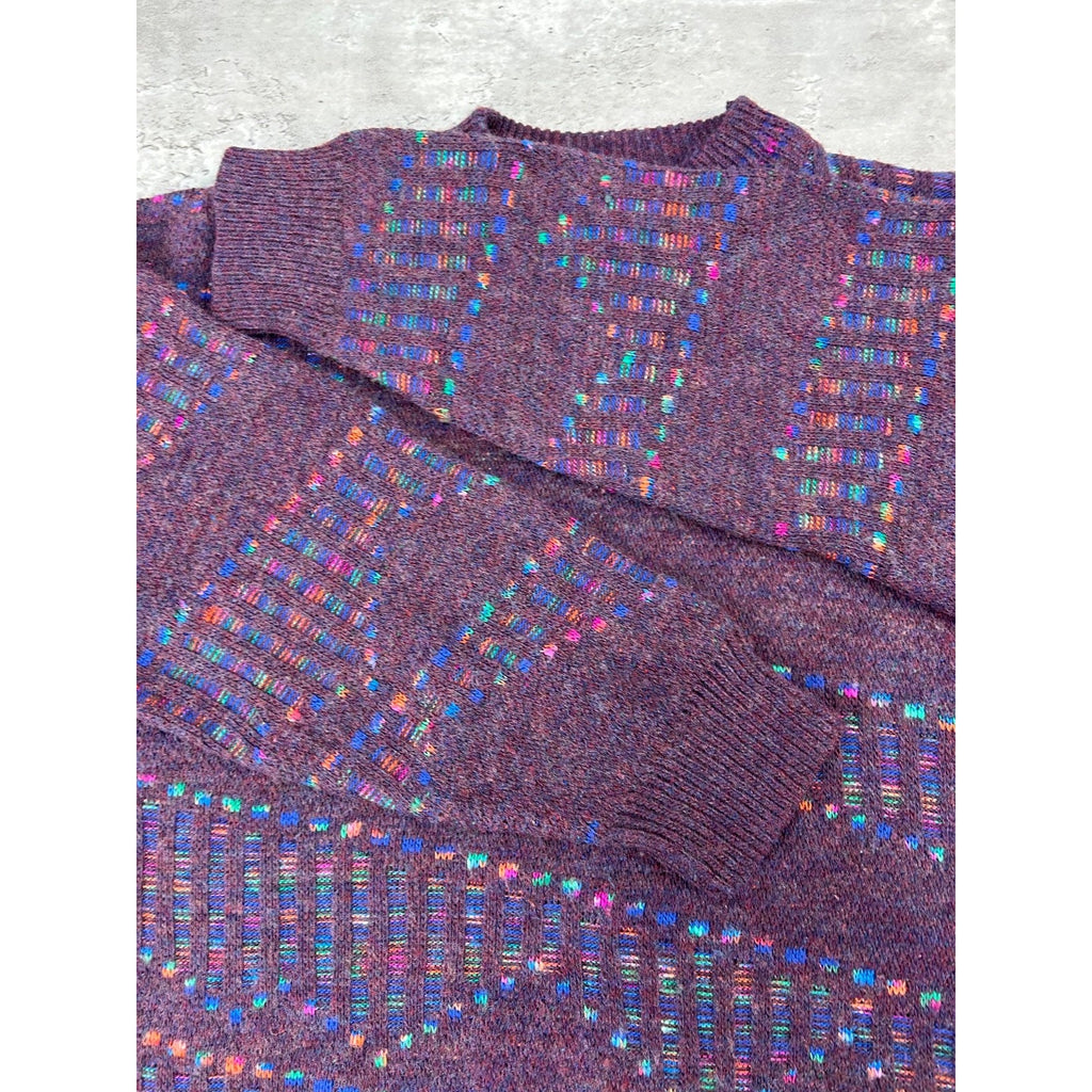 Vintage 90s Slanted Striped Tonal Pullover Knit Sweater Size Large