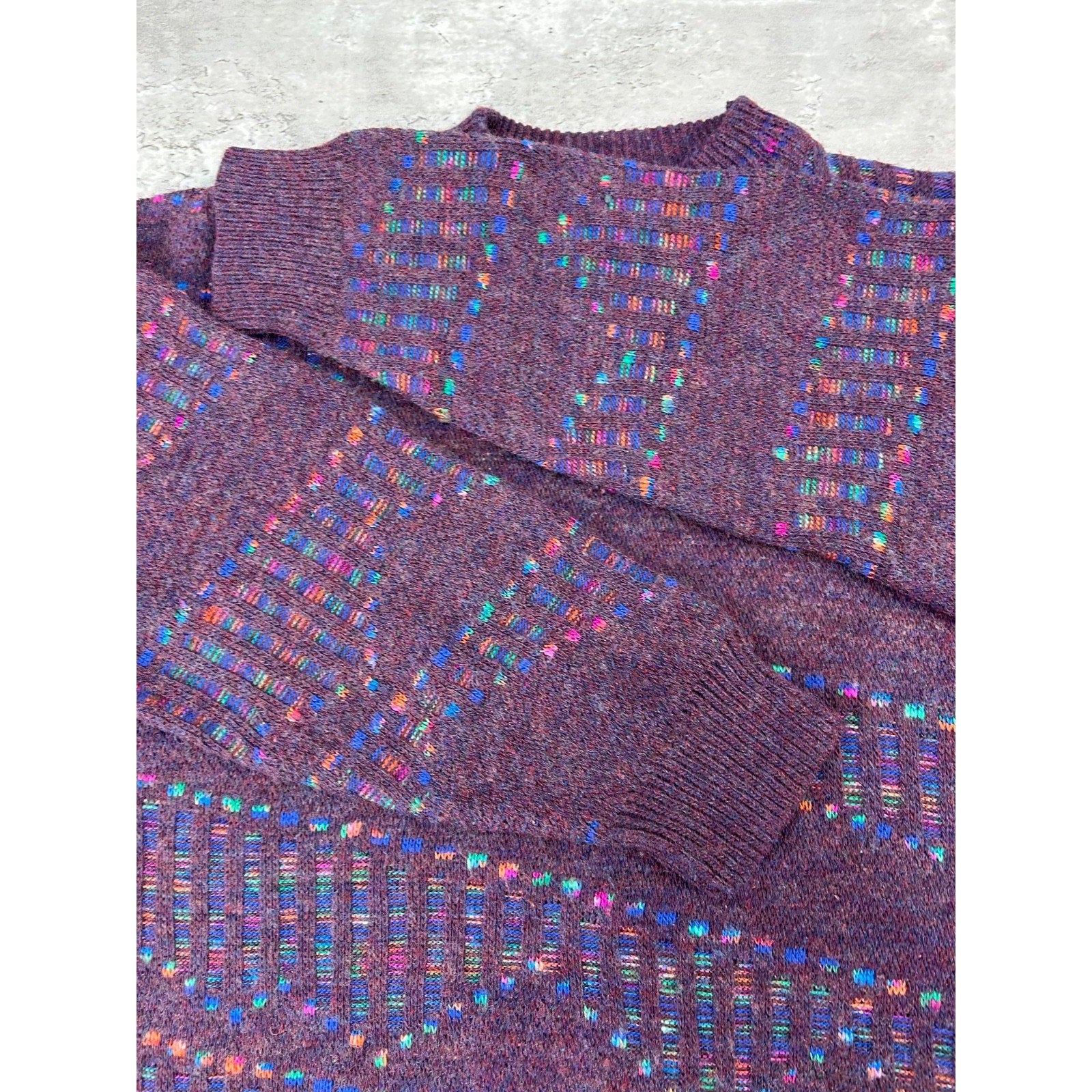 Vintage 90s Slanted Striped Tonal Pullover Knit Sweater Size Large