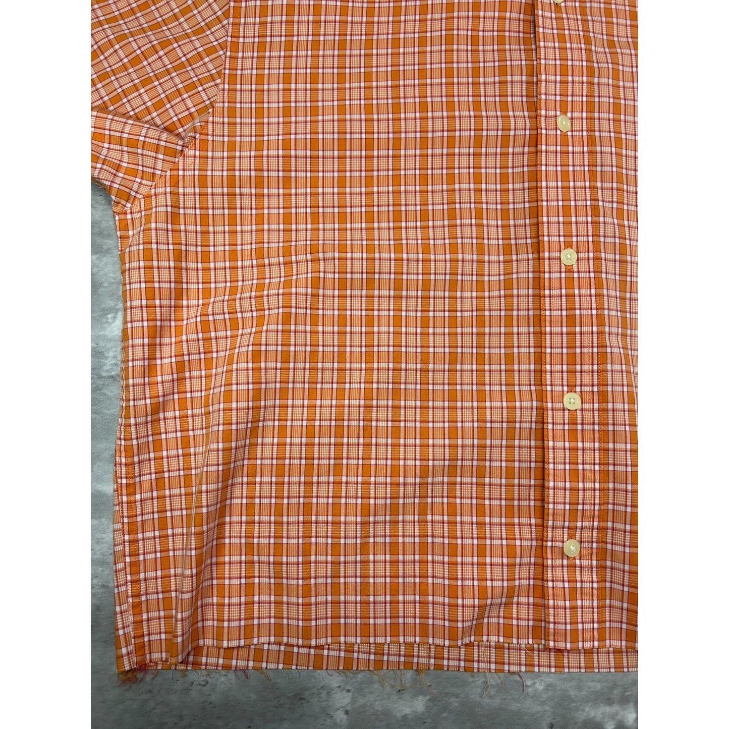 Vintage Chaps Ralph Lauren Plaid Print Reworked Cropped Button Up Shirt Sz Large