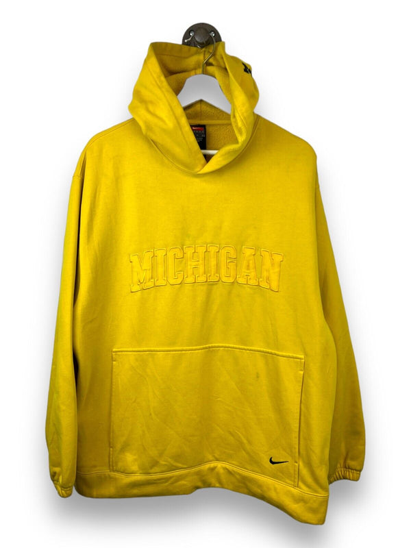 Vintage Nike Team Michigan Wolverines Spellout Hooded Sweatshirt Size Medium