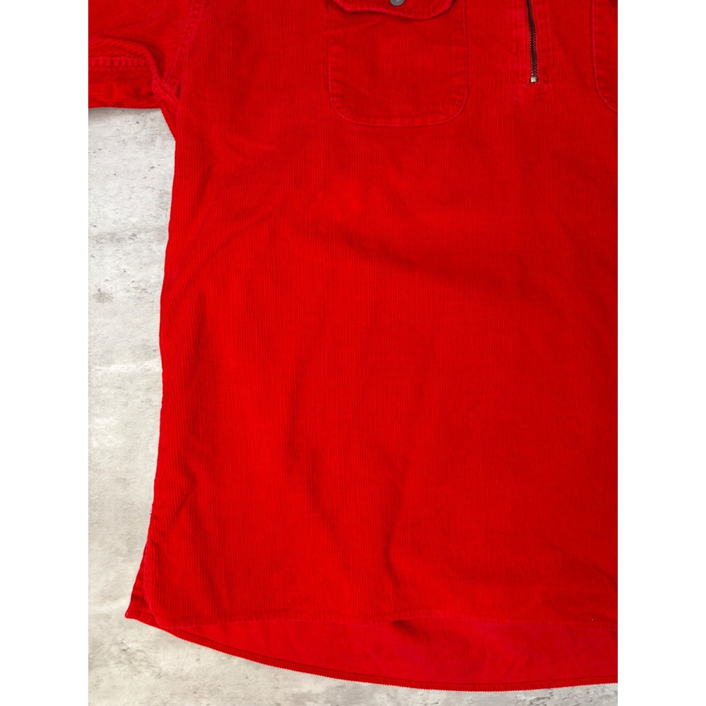VTG Marlboro Unlimited Corduroy Long Sleeve 1/4 Zip Collared Shirt Size Large