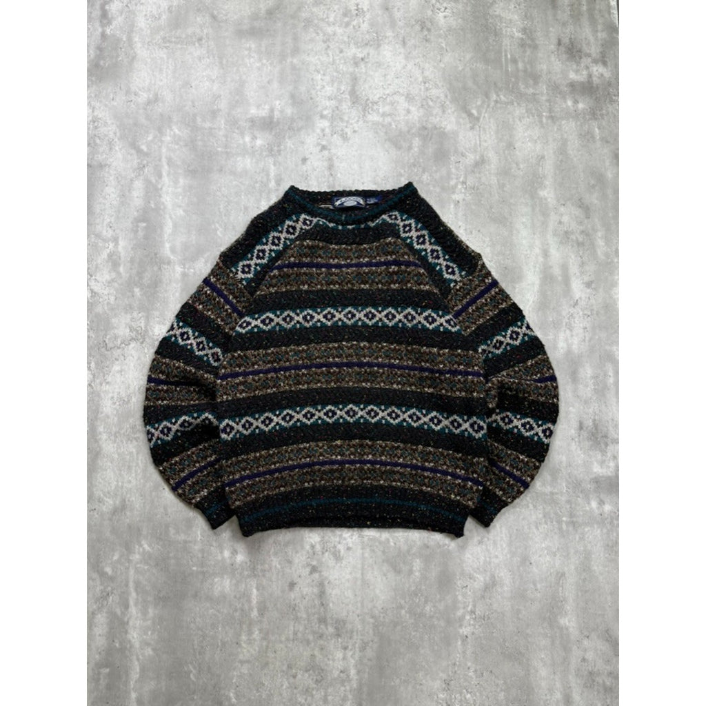 Vintage 80s/90s Jockey Abstract Striped Pullover Knit Sweater Size Medium