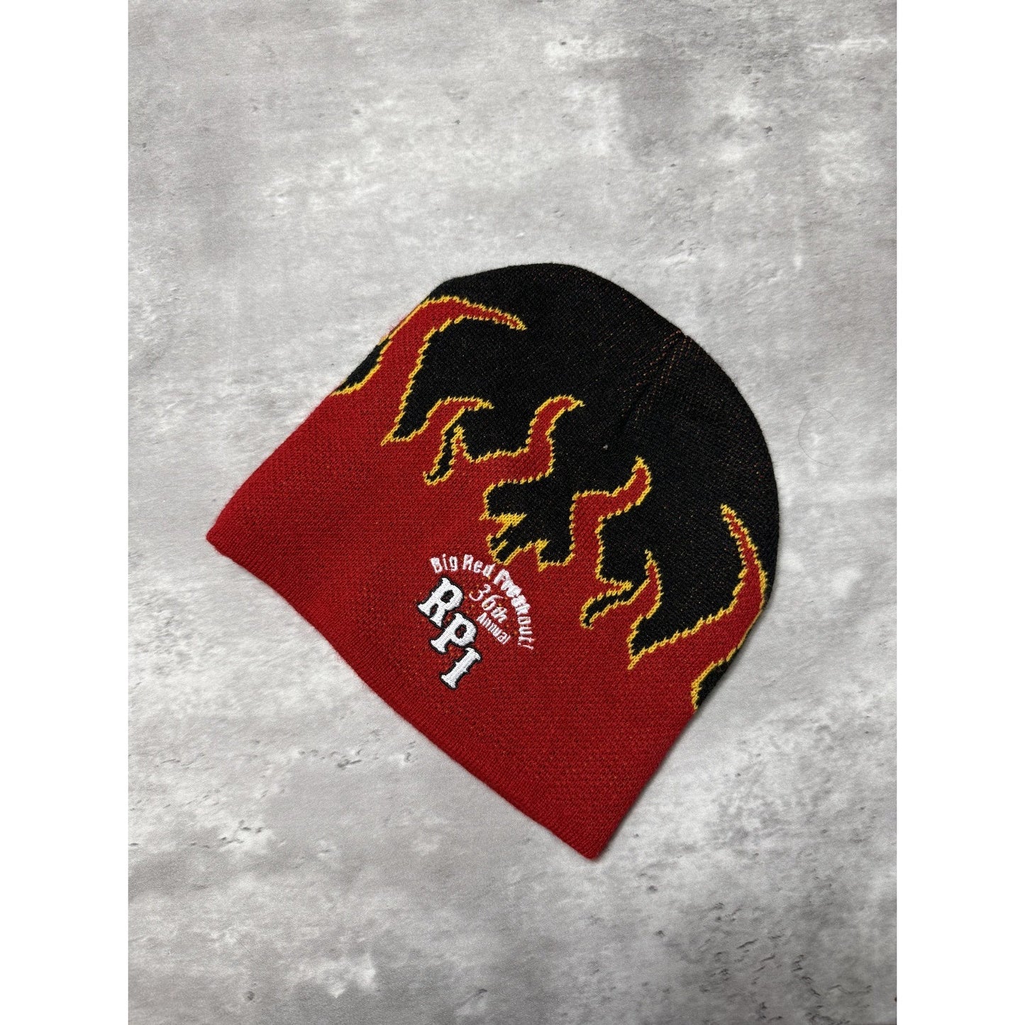 Vintage RPI 36th Annual Big Red Freak Out Flame Graphic Beanie Hat OSFA