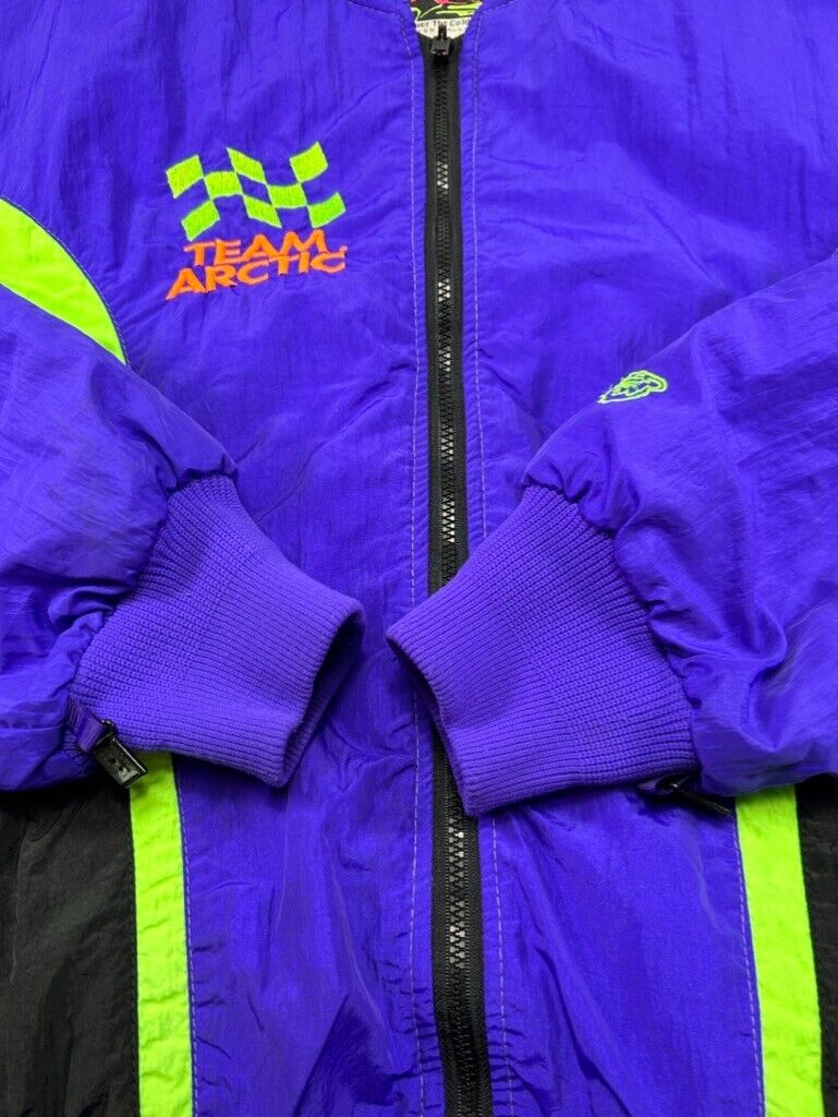 Vintage 90s Arctic Cat Team Arctic Nylon Full Zip Bomber Jacket Size Small