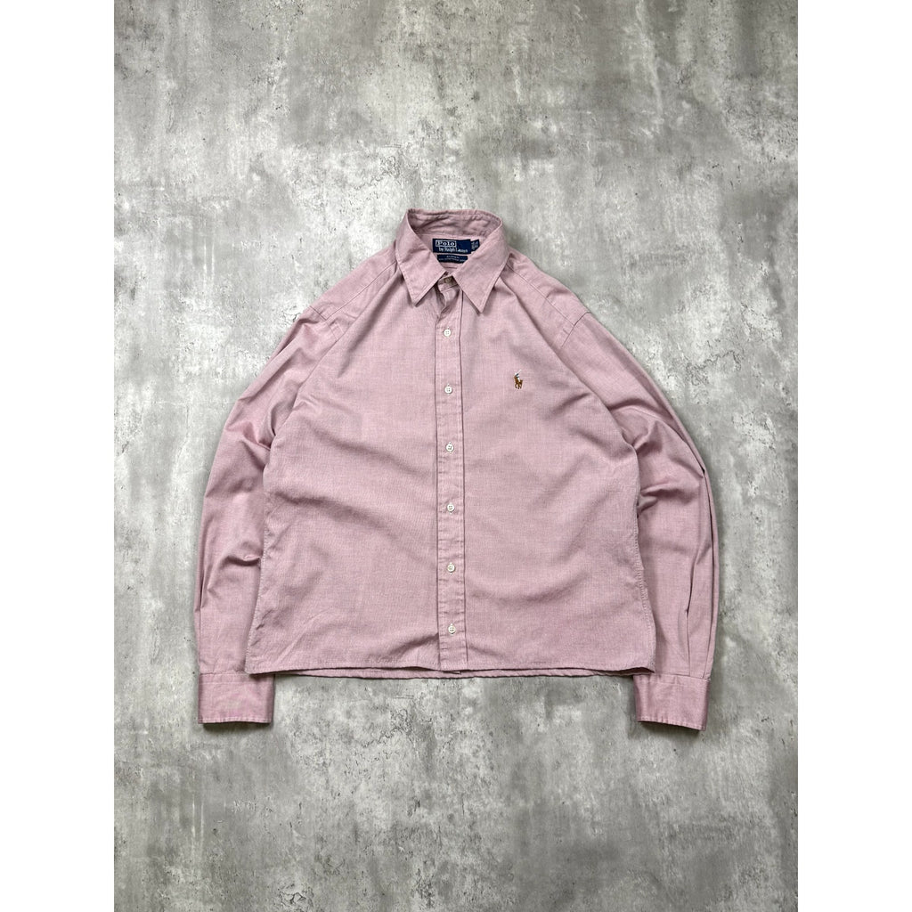 Vintage Polo Ralph Lauren Embroidered Pony Cropped Button Up Shirt Size Large