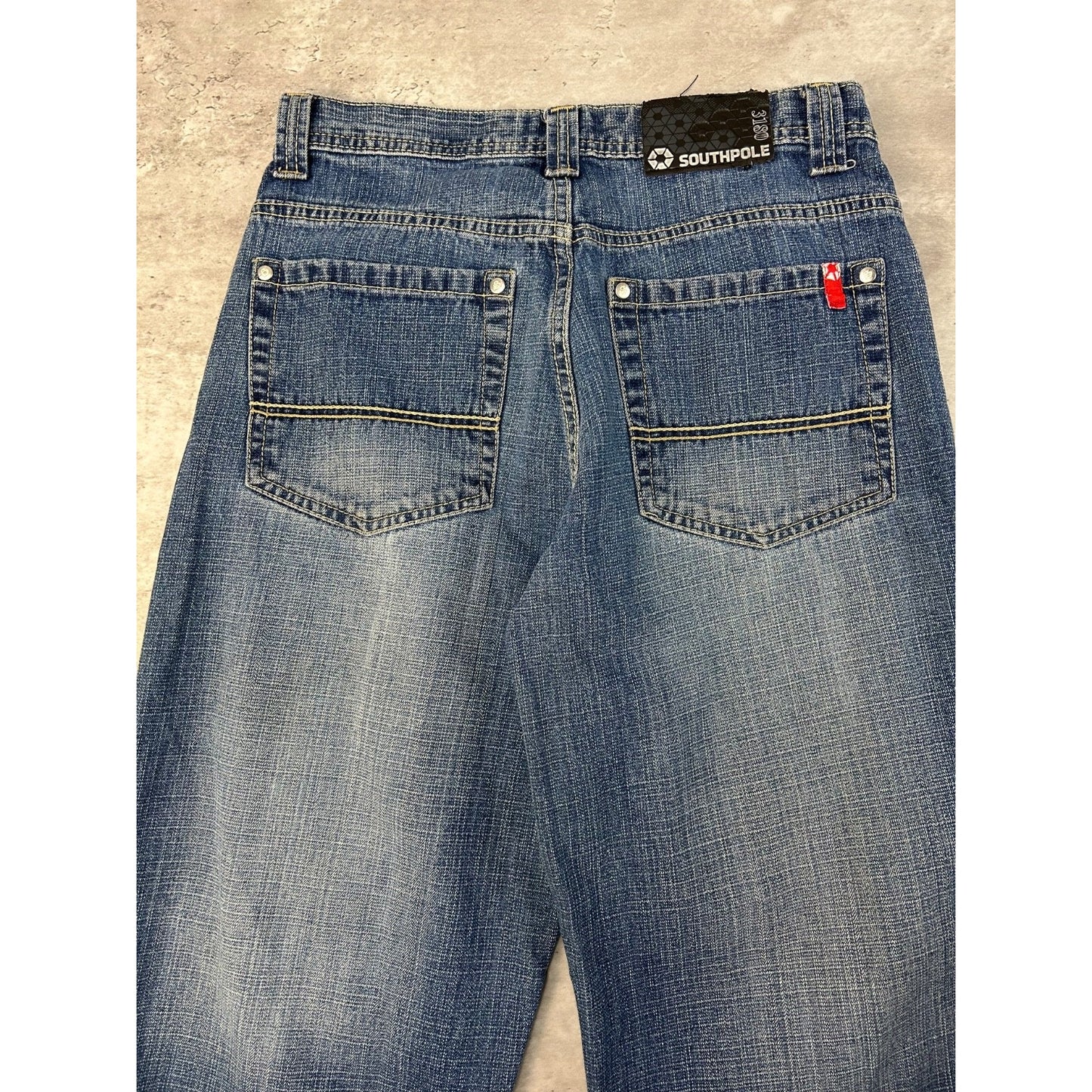 Vintage Women's Y2K Southpole Dark Wash Faded Baggy Fit Denim Pants Size 29