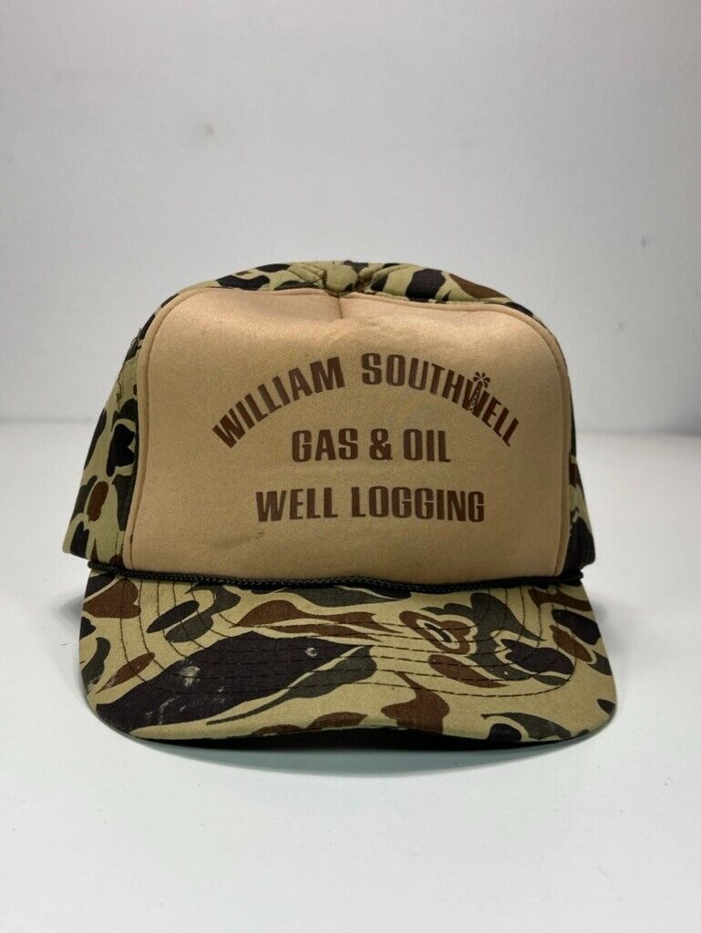 Vintage 80s William Southwell Gas & Oil Duck Camo Snapback Hat OSFA