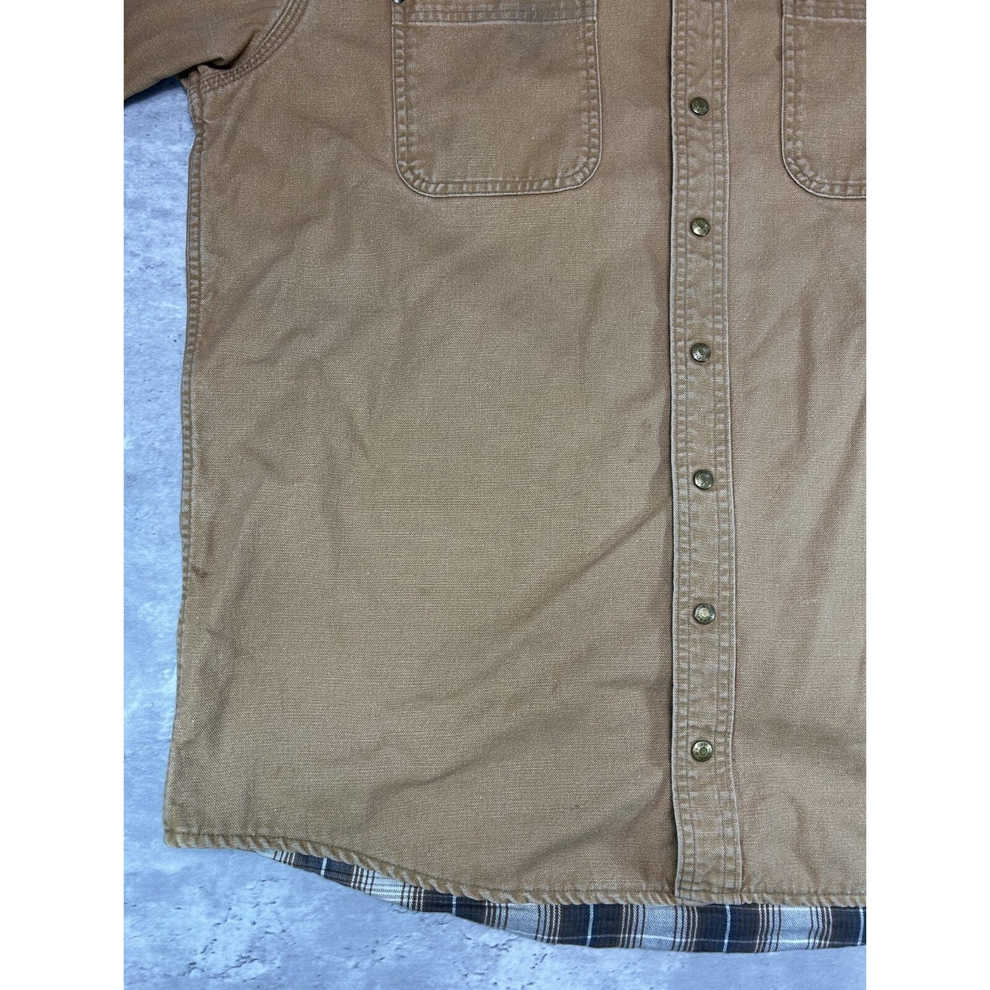 Vintage 90s L.L. Bean Plaid Lined Canvas Long Sleeve Button Up Shirt Size LT