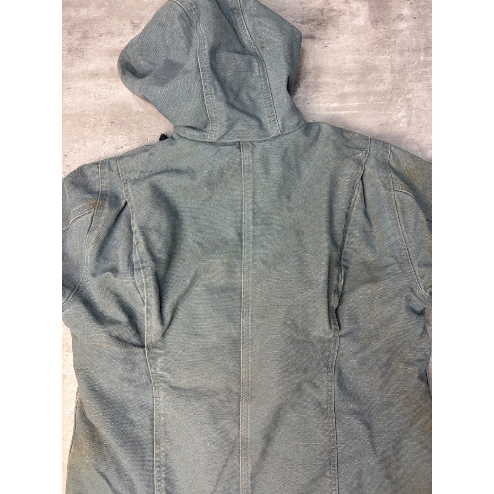 Vintage Womens Carhartt Sherpa Lined Full Zip Hooded Detroit Jacket Size Medium