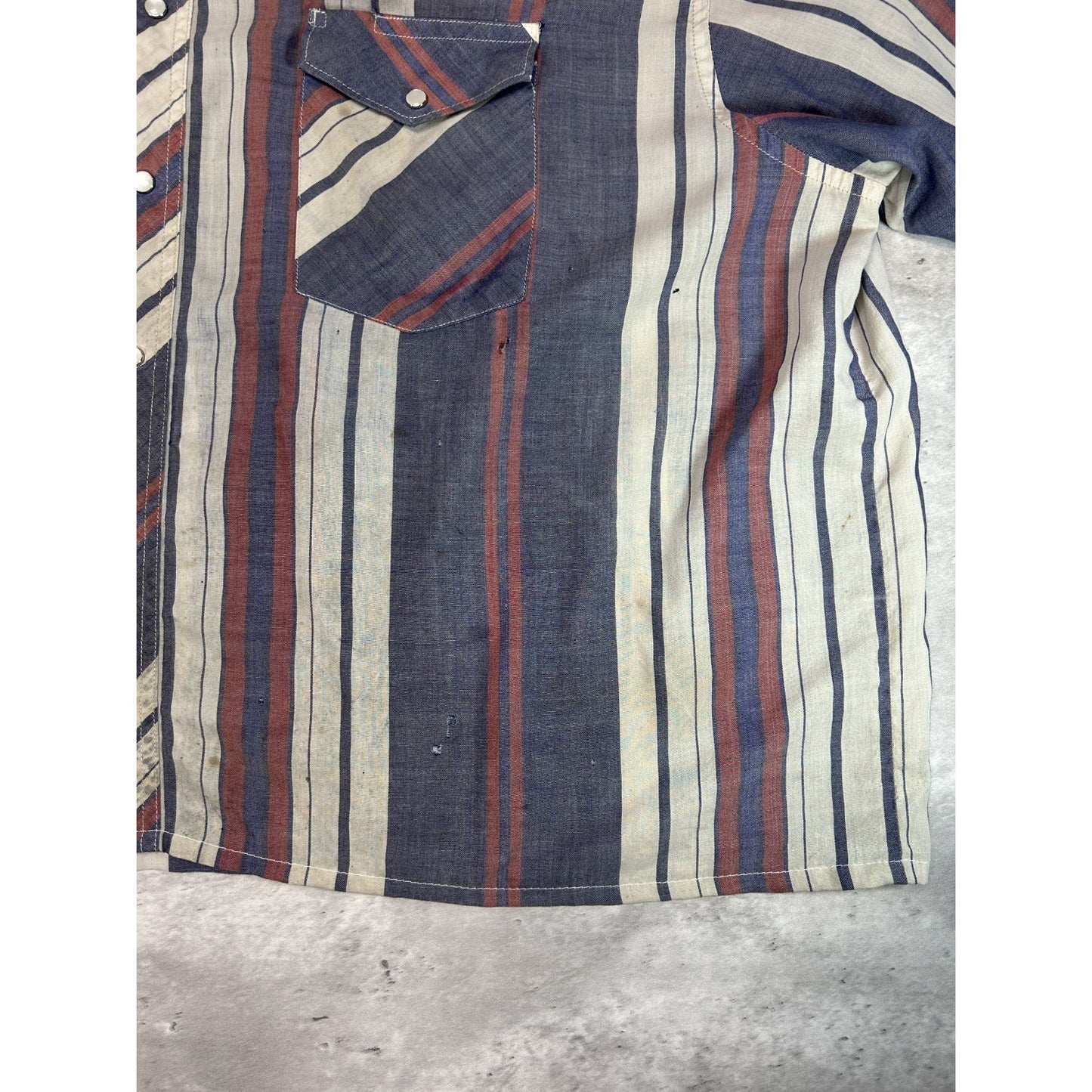 Vintage 80s Wrangler Striped Pearl Snap Reworked Cropped Button Up Shirt Sz 2XL