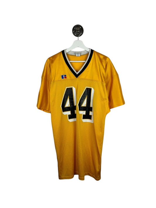 Vintage 80s #44 Russell Athletic Mesh Football Jersey Size Large Tall Yellow