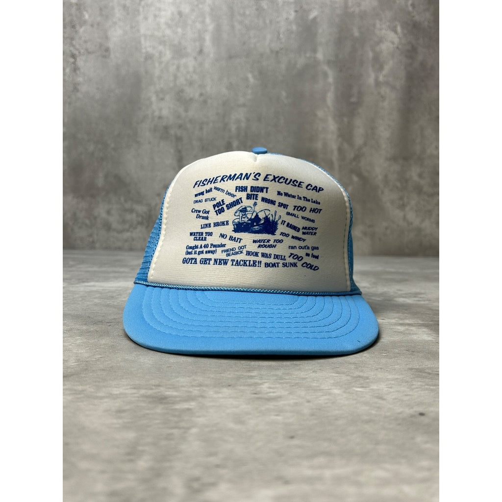 Vintage 80s/90s FIshermans Excuse Comedy Trucker Snapback Hat OSFA
