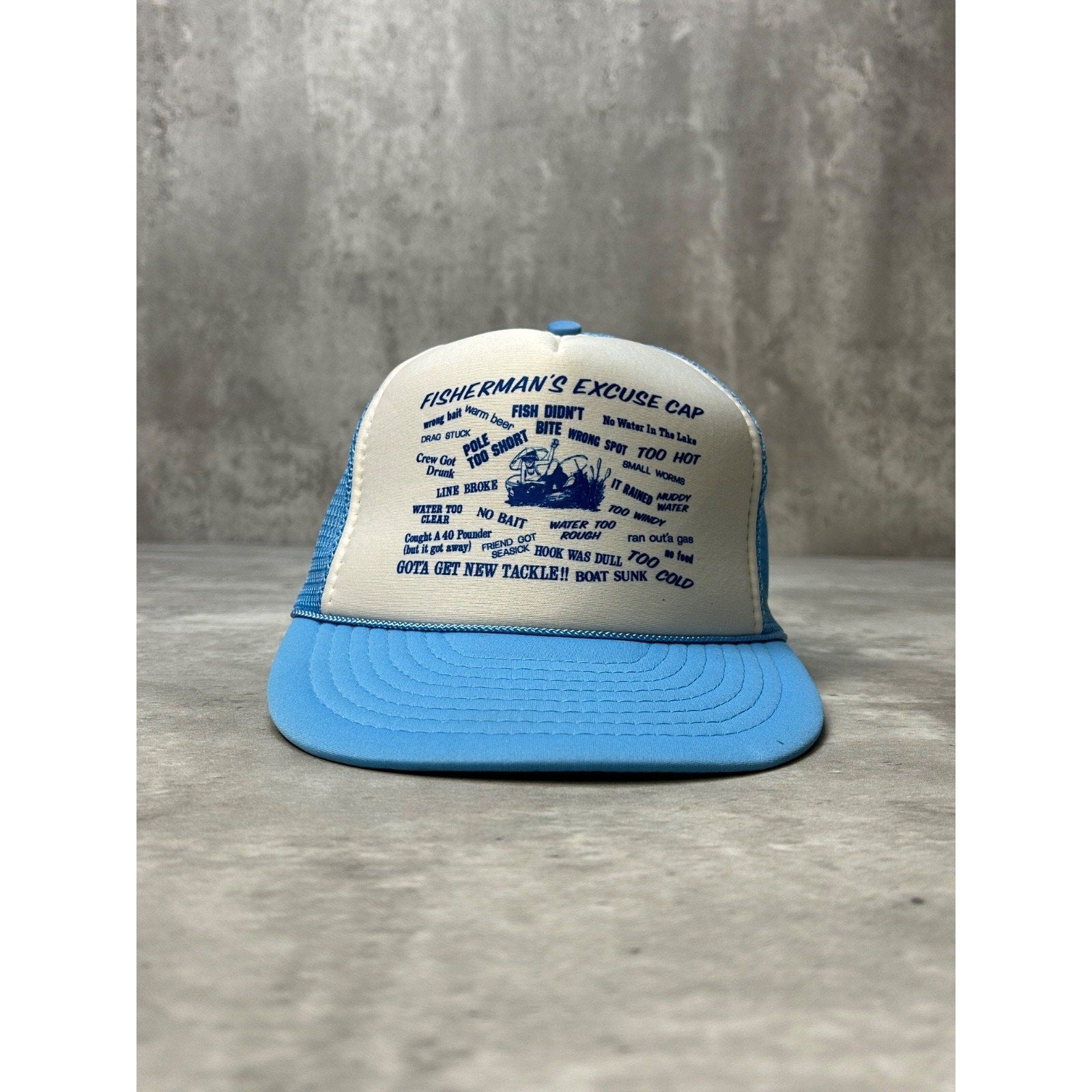 Vintage 80s/90s FIshermans Excuse Comedy Trucker Snapback Hat OSFA