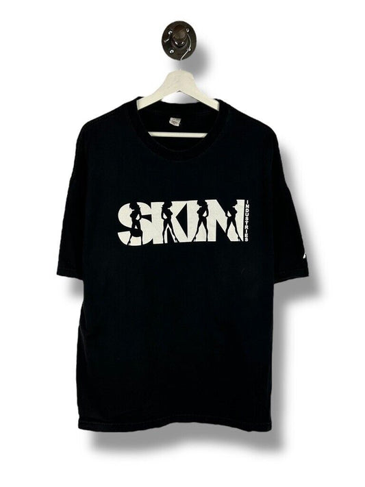 Vintage 90s Skin Industries Graphic Spellout T-Shirt Size XL Black