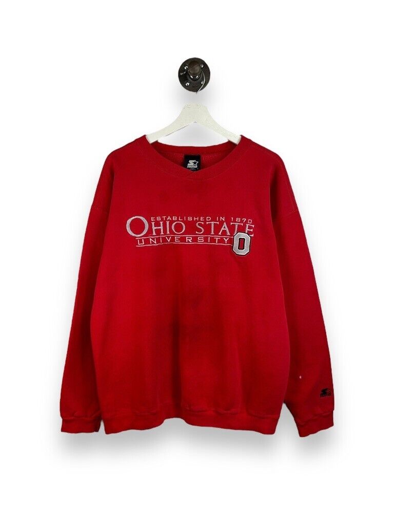 Vintage 90s Ohio State Buckeyes NCAA Starter Football Sweatshirt Size Large Red