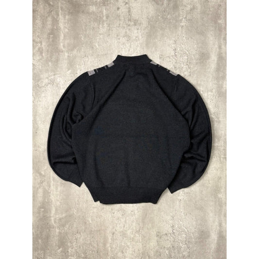 Vintage 90s Sergio Louis Italy Striped 1/4 Zip Knit Sweater Size Large