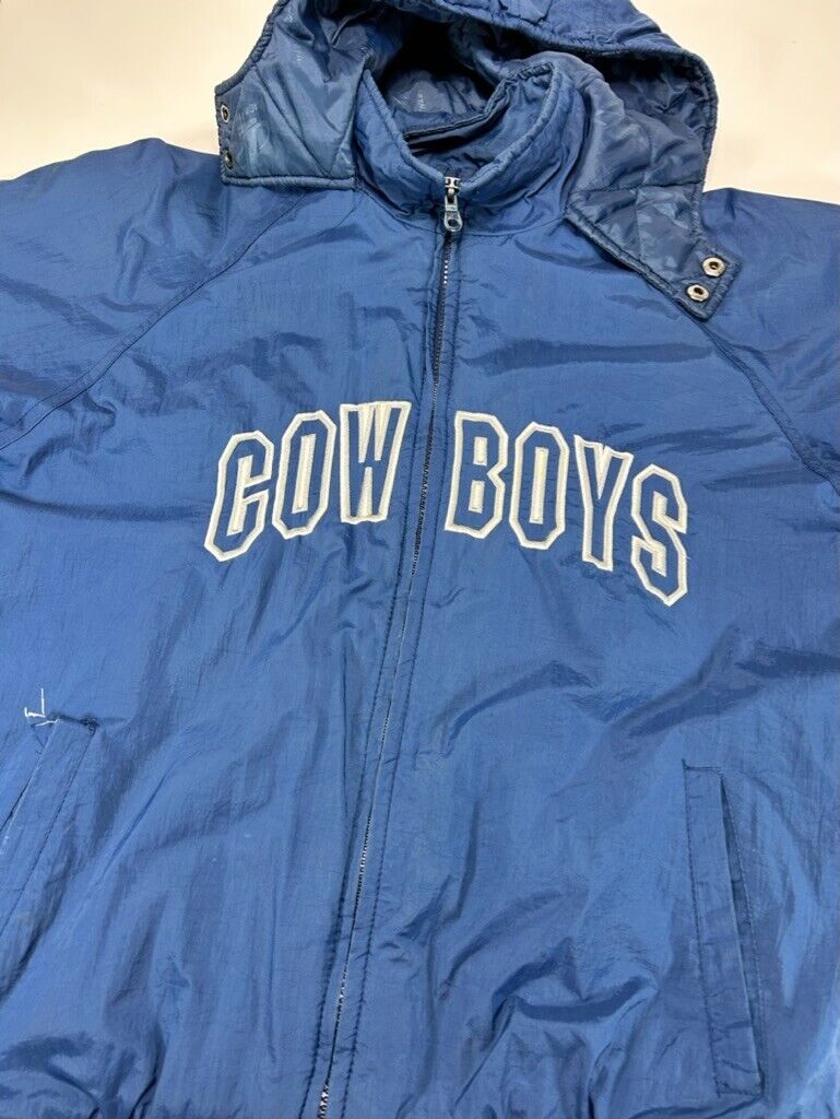 Vintage 90s Dallas Cowboys NFL Embroidered Insulated Hooded Jacket Size Small