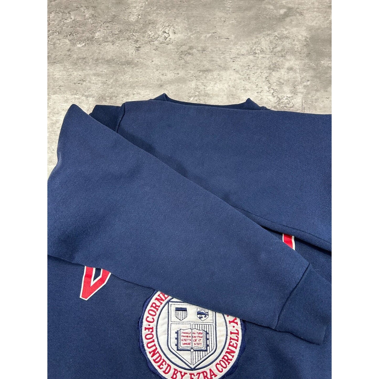 Vintage 90s Cornell University NCAA Collegiate Crest Sweatshirt Size Small Blue