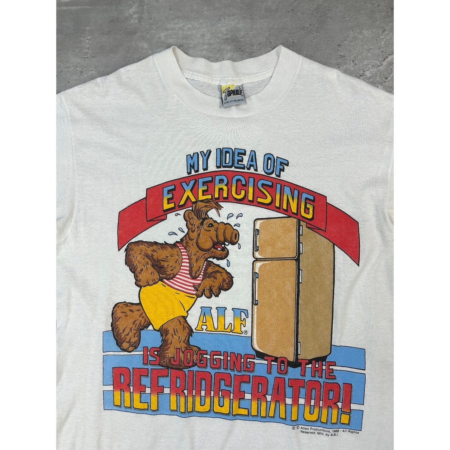 Vintage 1988 Alf My Idea Of Exercise Cartoon Character Graphic T-Shirt Sz Large