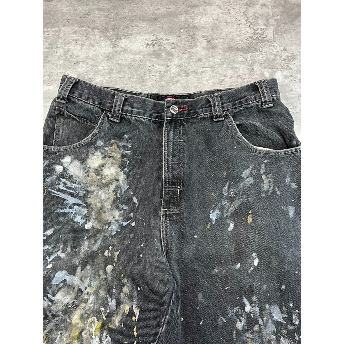 Vintage Y2K Ecko Unltd Distressed Black Denim Carpenter Pants Size 35 Black