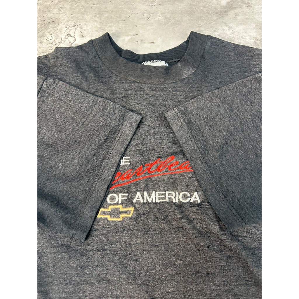 Vintage 90s Chevrolet Heartbeat Of America Embroidered T-Shirt Size Medium