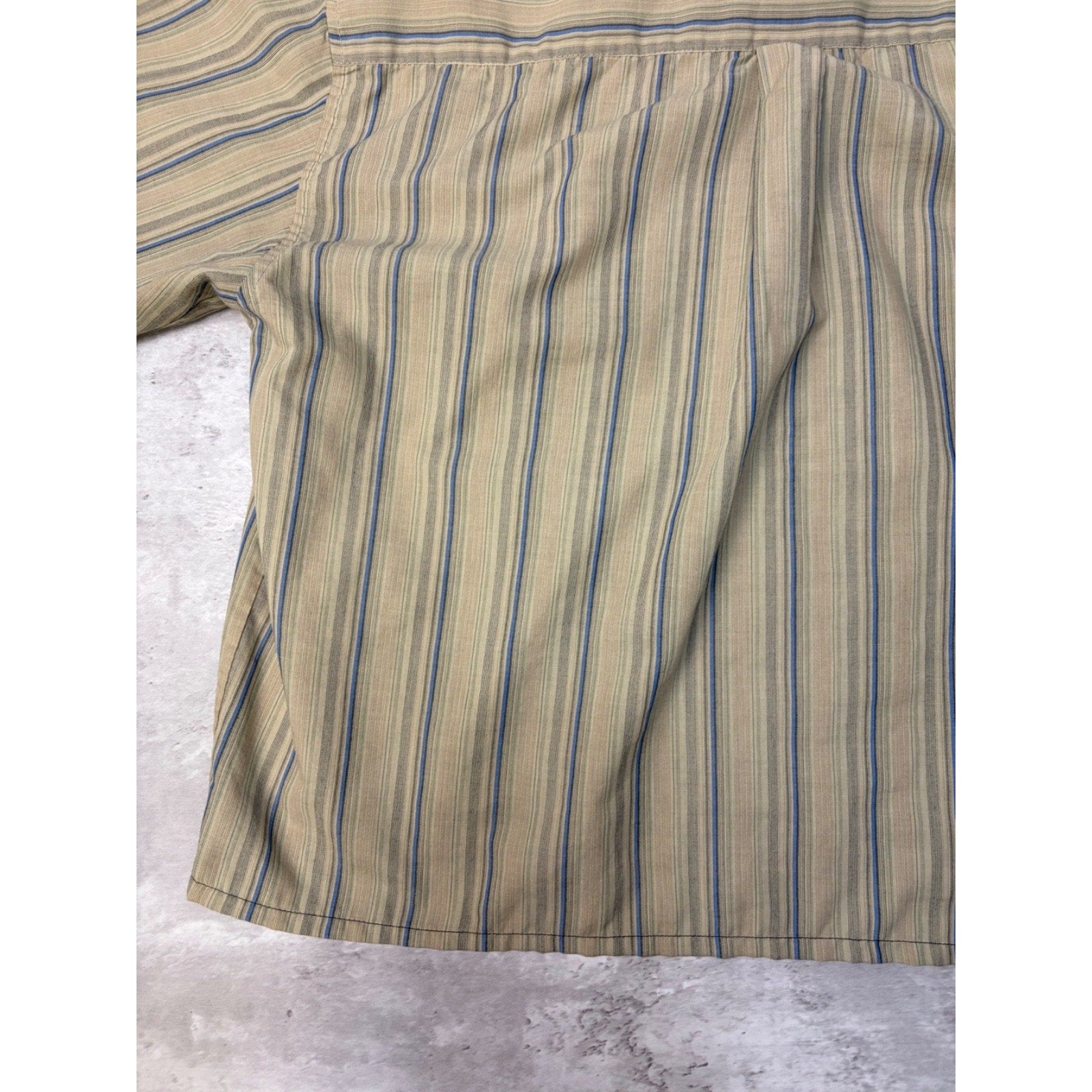 VTG Puritan Single Pocket Striped Reworked Cropped Button Up Shirt Size Large