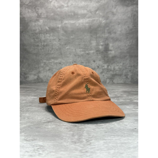 Vintage Polo Ralph Lauren Embroidered Pony Strapback Snapback Hat OSFA Orange