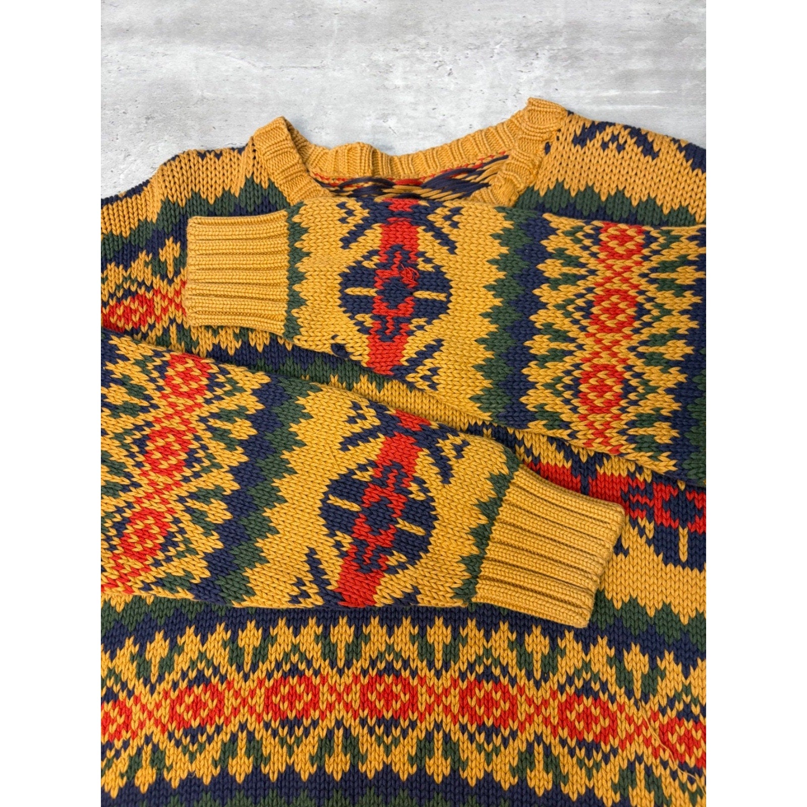 Vintage 80s/90s Abstract Striped Print Pullover Knit Sweater Size Large