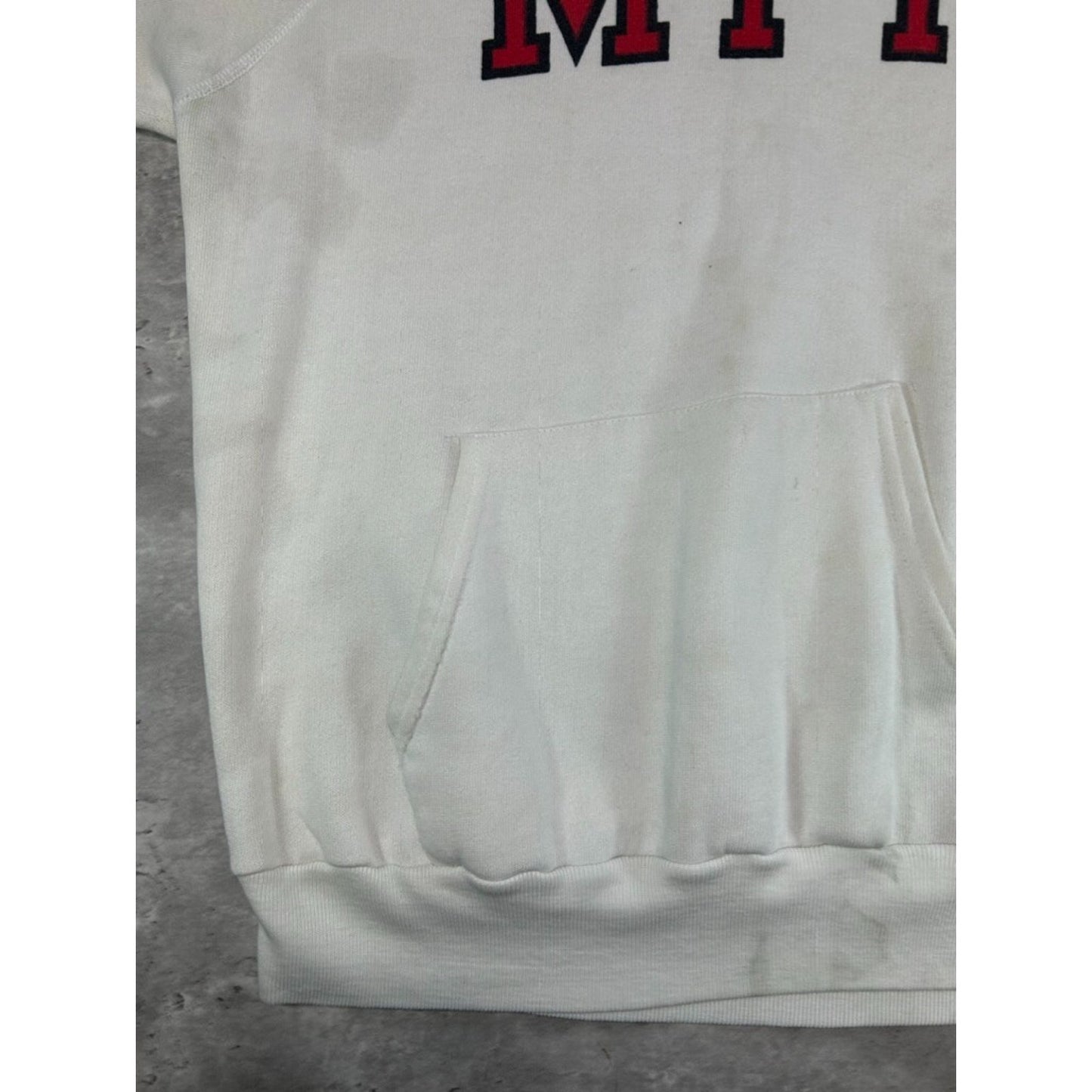 Vintage 80s Champion MIT Graphic Spellout Hooded Sweatshirt Size Large