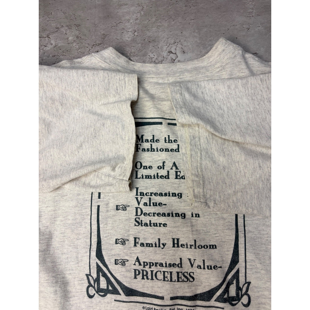 Vintage 1993 Genuine Antique Person Comedy Slogan Graphic T-Shirt Size Large