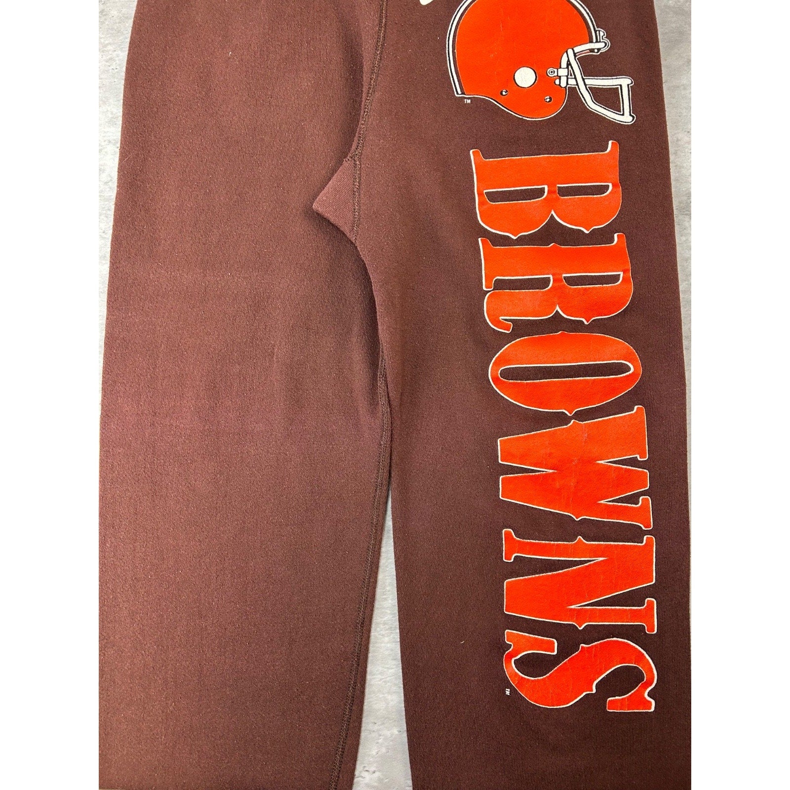 Vintage 90s Cleveland Browns NFL Graphic Spellout Sweat Pants Size Medium