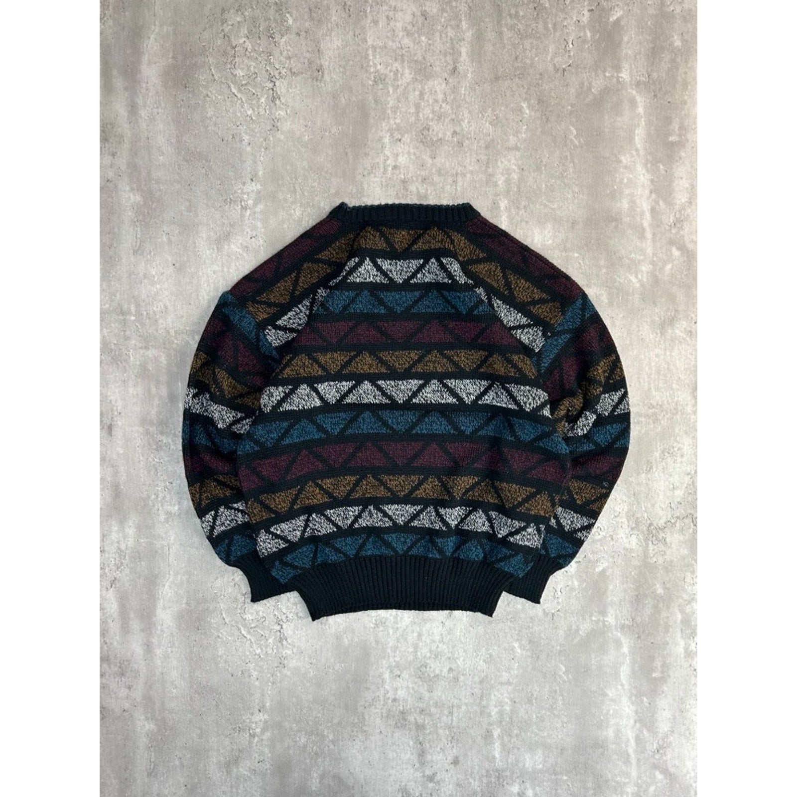 Vintage 90s Michael Gerard Diamond Striped Knit Sweater Size Large