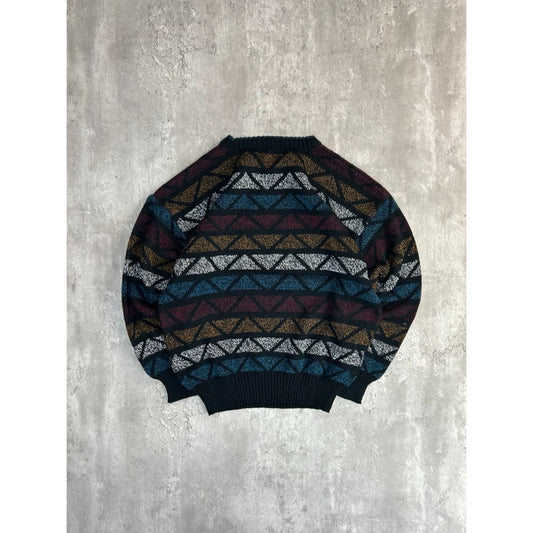 Vintage 90s Michael Gerard Diamond Striped Knit Sweater Size Large