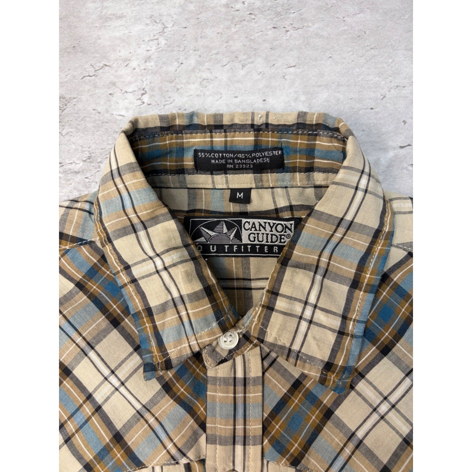 Vintage Canyon Guide Pearl Snap Plaid Cropped Button Up Shirt Size Medium
