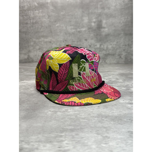 Vintage 90s Klein Dickert Glass Graphic Floral Print Snapback Hat OSFA