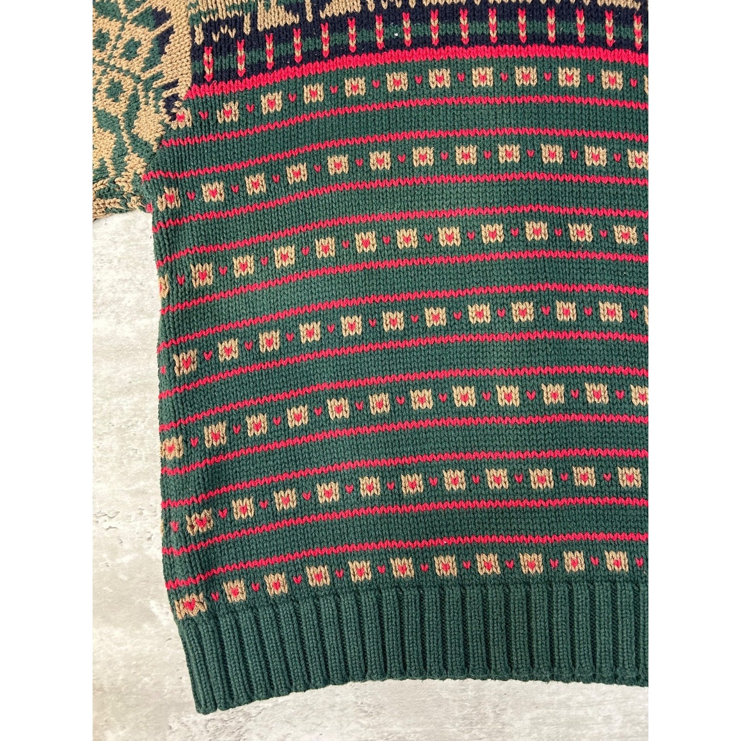 Vintage Eddie Bauer Snowflake Striped Print Pullover Knit Sweater Size Large