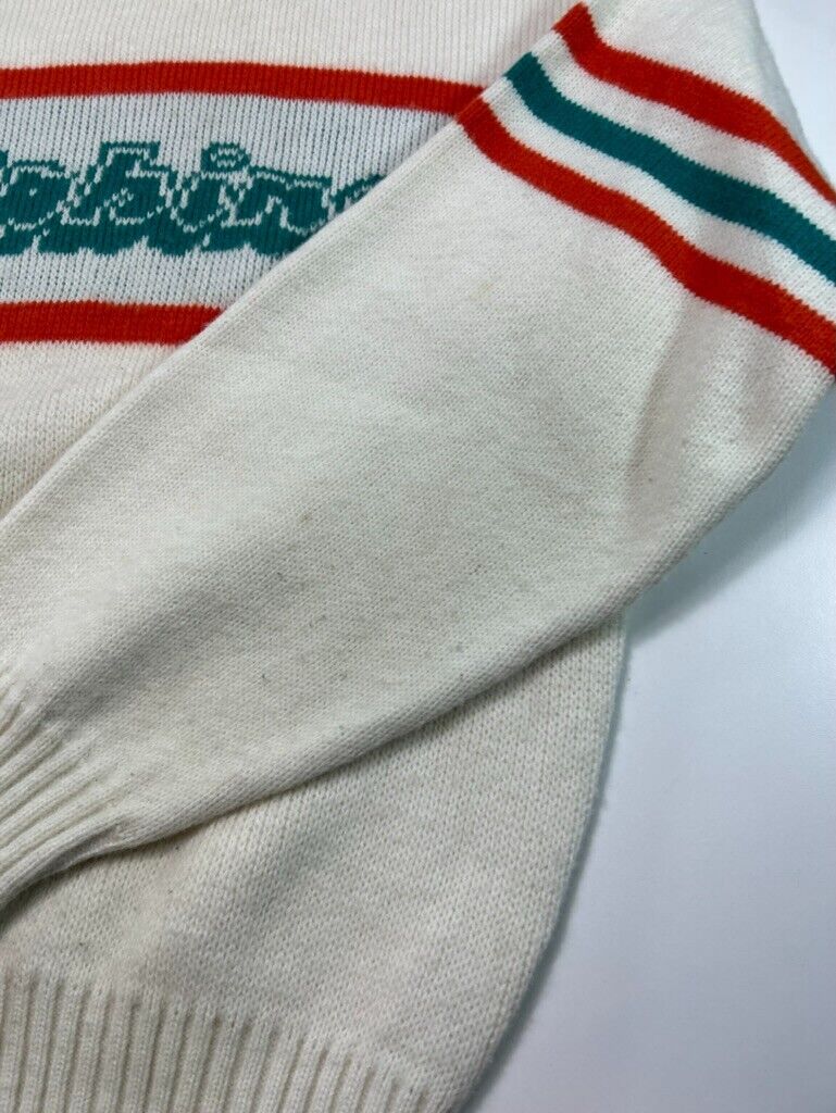 Vintage 90s Miami Dolphins NFL Cliff Engle Script Spellout Sweater Size Large