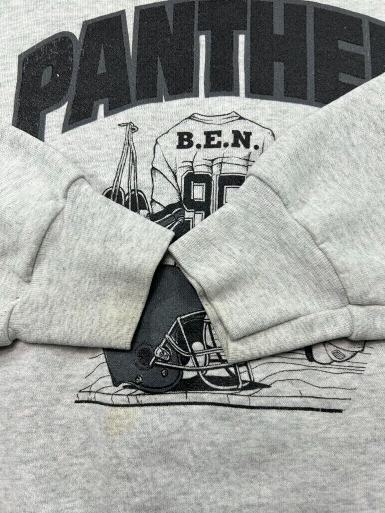 Vintage 90s Panther Football Equipment Graphic Sweatshirt Size Large Gray