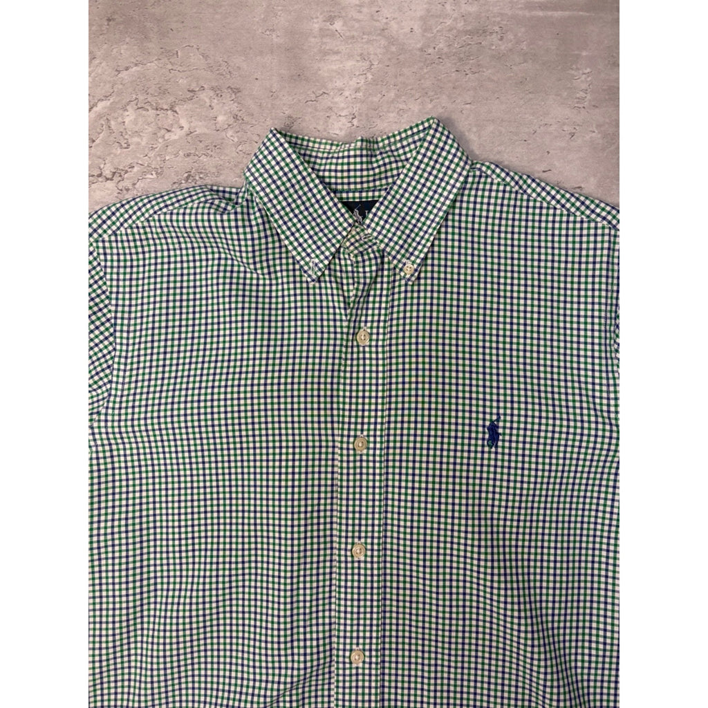 Vintage Polo Ralph Lauren Embroidered Pony Cropped Button Up Shirt Size Medium