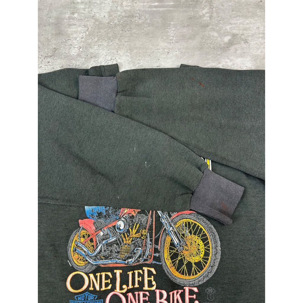 Vintage 80s/90s Harley Davidson One Time One Bike Graphic Sweatshirt Size Small