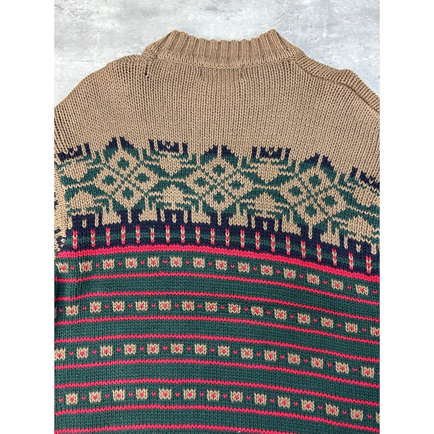 Vintage Eddie Bauer Snowflake Striped Print Pullover Knit Sweater Size Large