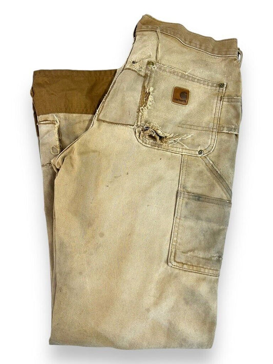 Vintage Carhartt Canvas Workwear Two Tone Double Knee Carpenter Pants Size 31W