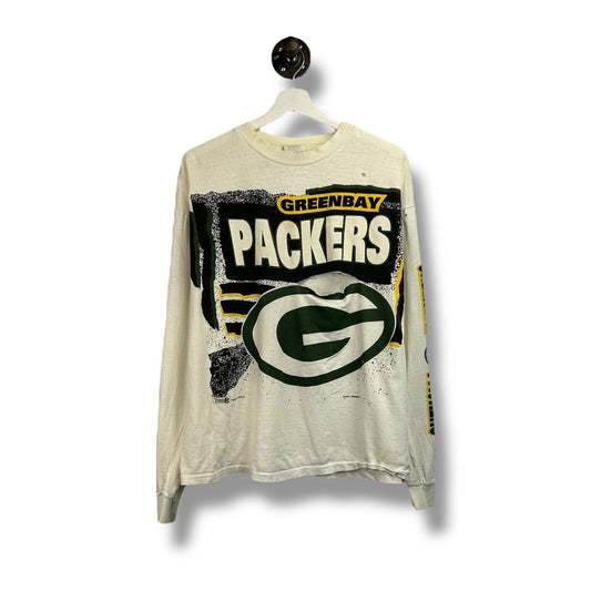 Vintage 1993 Green Bay Packers NFL Big Graphic Long Sleeve T-Shirt Size Large