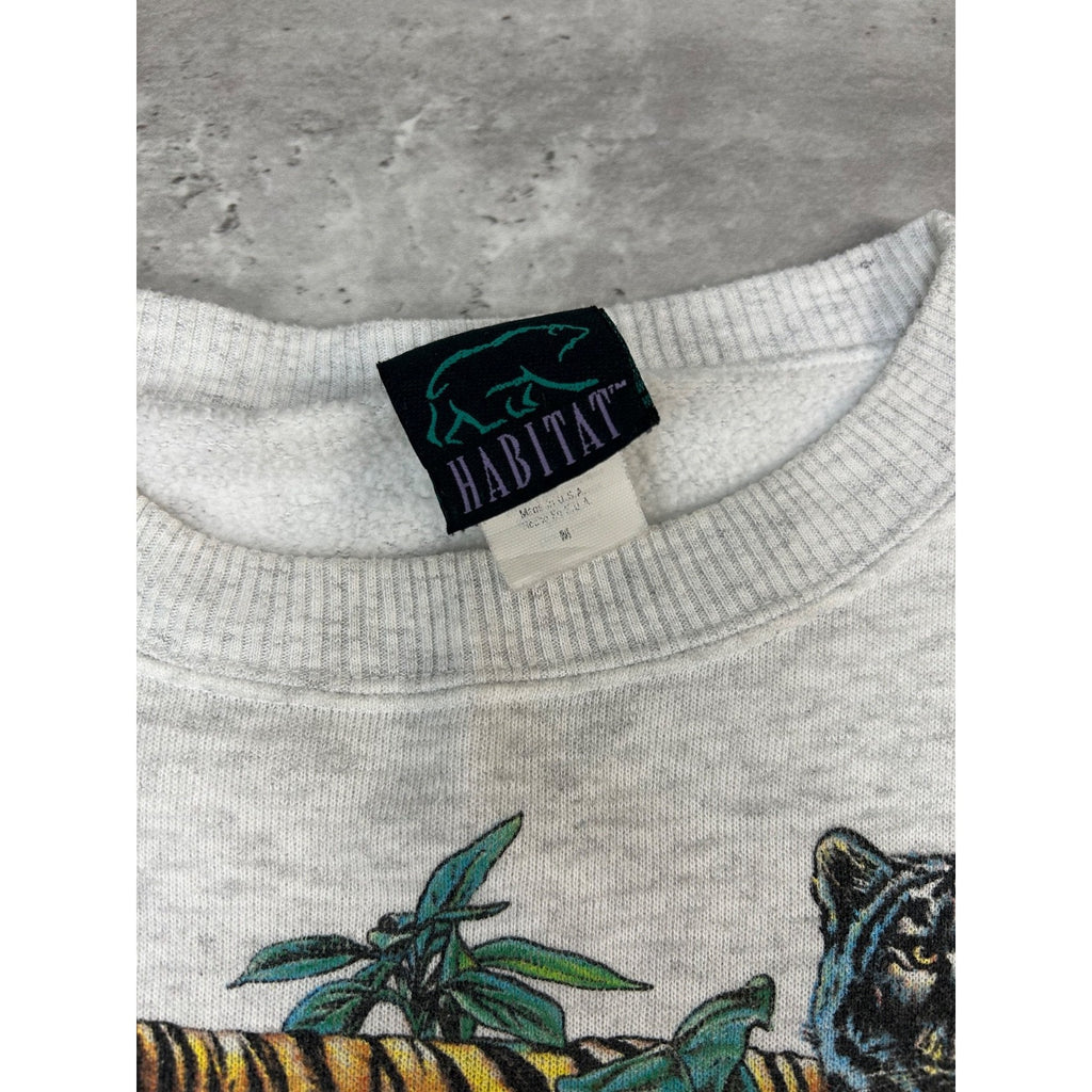 Vintage 90s Miami Metro Zoo Big Cats Nature Animal Graphic Sweatshirt Sz Medium