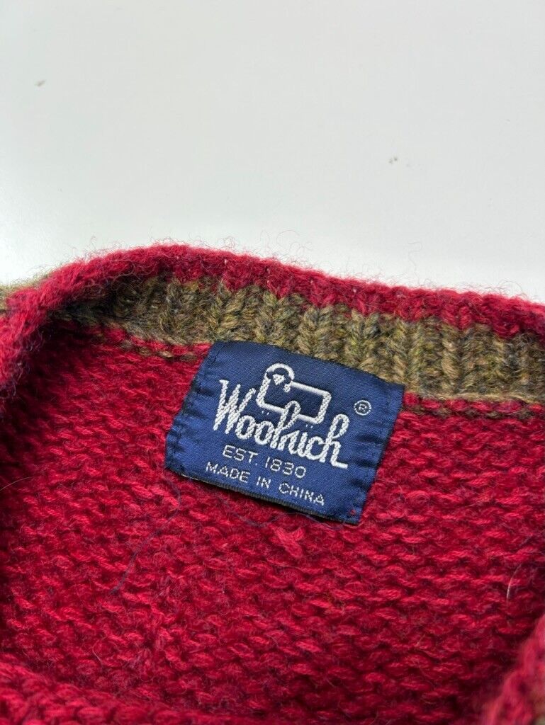 Vintage 90s Woolrich Abstract Print Heavyweight Knit Sweater Size Large