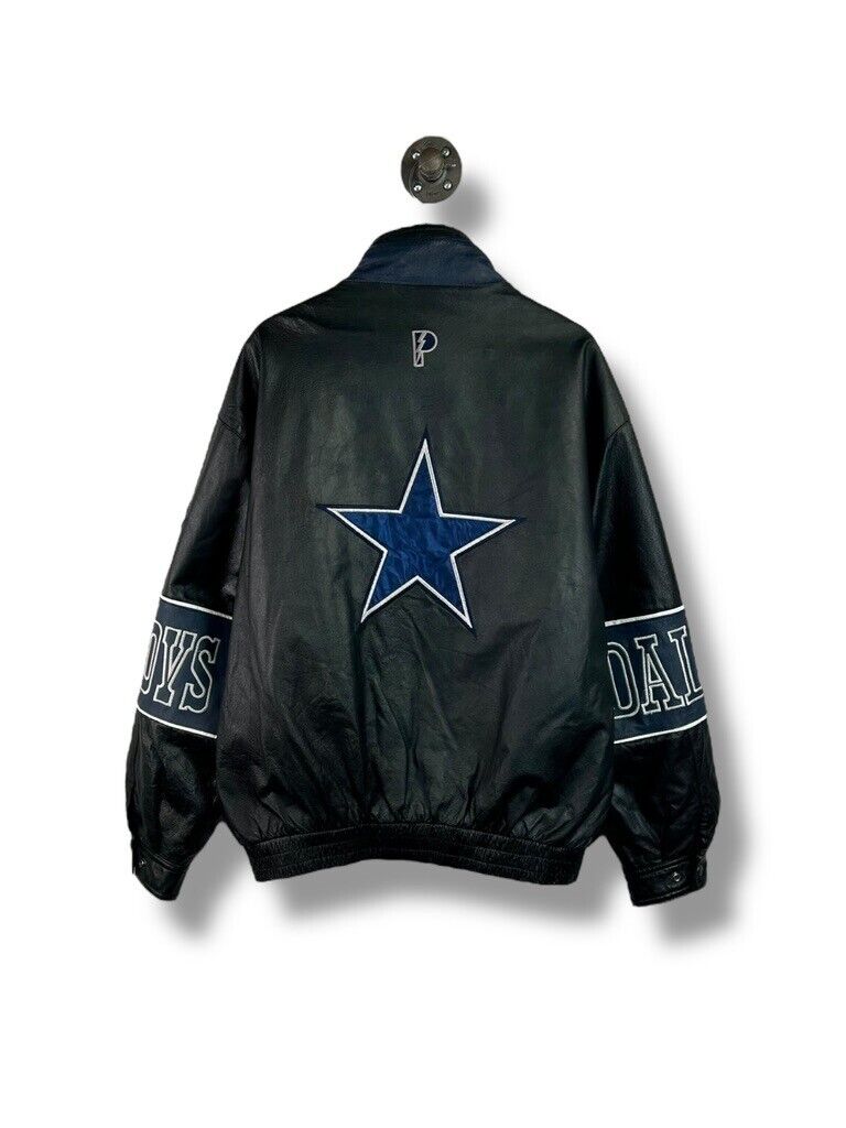 Vintage 1994 Dallas Cowboys NFL Full Zip Insulated Leather Jacket Size XL