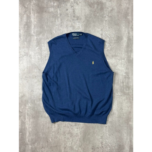 Vintage Polo Ralph Lauren Embroidered Pony Sweater Vest Size 2XL Blue