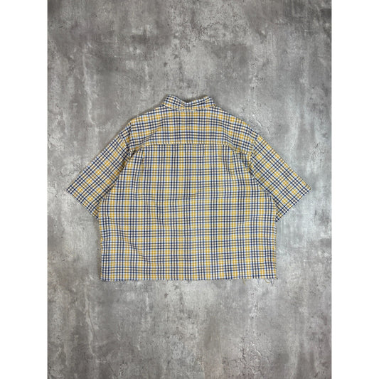 Vintage Timberland Plaid Single Pocket Cropped Button Up Shirt Size XL